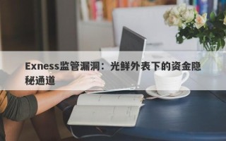 Exness监管漏洞：光鲜外表下的资金隐秘通道