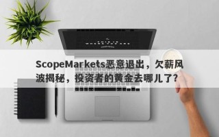 ScopeMarkets恶意退出，欠薪风波揭秘，投资者的黄金去哪儿了？