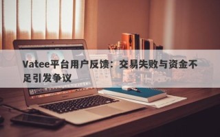 Vatee平台用户反馈：交易失败与资金不足引发争议