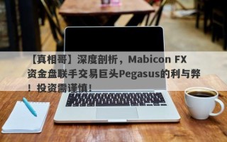 【真相哥】深度剖析，Mabicon FX资金盘联手交易巨头Pegasus的利与弊！投资需谨慎！