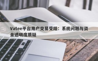 Vatee平台用户交易受阻：系统问题与资金透明度质疑