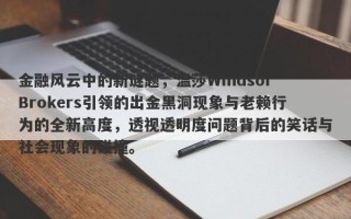 金融风云中的新谜题，温莎Windsor Brokers引领的出金黑洞现象与老赖行为的全新高度，透视透明度问题背后的笑话与社会现象的碰撞。