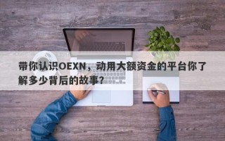 带你认识OEXN，动用大额资金的平台你了解多少背后的故事？