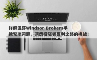 详解温莎Windsor Brokers手续繁琐问题，洞悉投资者盈利之路的挑战！