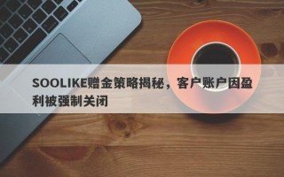 SOOLIKE赠金策略揭秘，客户账户因盈利被强制关闭