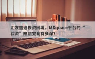 汇友遭遇投资困境，MSquare平台的“验资”陷阱究竟有多深？