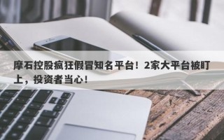 摩石控股疯狂假冒知名平台！2家大平台被盯上，投资者当心！