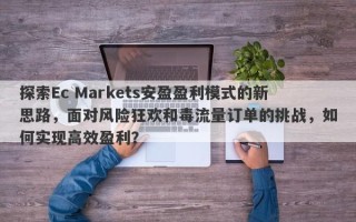 探索Ec Markets安盈盈利模式的新思路，面对风险狂欢和毒流量订单的挑战，如何实现高效盈利？