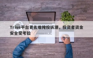 Trive平台更名难掩投诉潮，投资者资金安全受考验