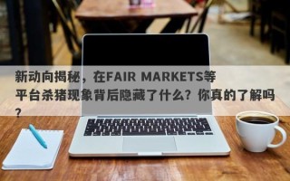 新动向揭秘，在FAIR MARKETS等平台杀猪现象背后隐藏了什么？你真的了解吗？