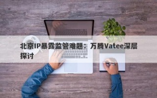 北京IP暴露监管难题：万腾Vatee深层探讨