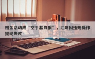 赠金活动成“空手套白狼”，汇友因违规操作提现失败