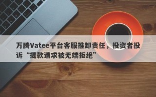 万腾Vatee平台客服推卸责任，投资者投诉“提款请求被无端拒绝”