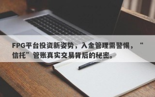 FPG平台投资新姿势，入金管理需警惕，“信托”管账真实交易背后的秘密。