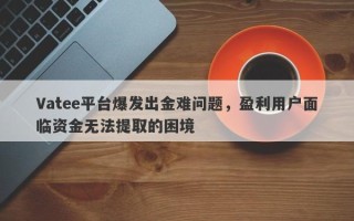 Vatee平台爆发出金难问题，盈利用户面临资金无法提取的困境