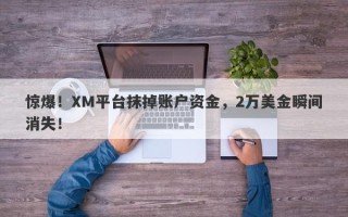 惊爆！XM平台抹掉账户资金，2万美金瞬间消失！