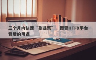 三个月内快速“割韭菜”，假冒HTFX平台背后的阴谋