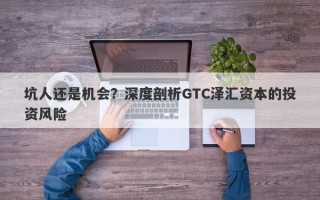 坑人还是机会？深度剖析GTC泽汇资本的投资风险