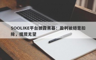 SOOLIKE平台披露黑幕：盈利被随意扣除，提现无望