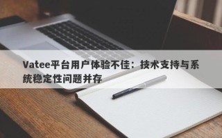 Vatee平台用户体验不佳：技术支持与系统稳定性问题并存