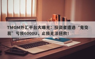 TMGM外汇平台大曝光：投资者遭遇“鬼交易”亏损6000U，止损无法拯救！