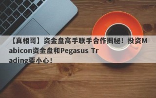 【真相哥】资金盘高手联手合作揭秘！投资Mabicon资金盘和Pegasus Trading要小心！