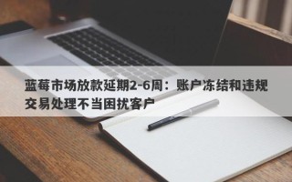 蓝莓市场放款延期2-6周：账户冻结和违规交易处理不当困扰客户