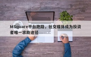 MSquare平台跑路，社交媒体成为投资者唯一求助途径