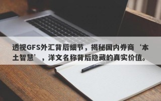 透视GFS外汇背后细节，揭秘国内券商‘本土智慧’，洋文名称背后隐藏的真实价值。