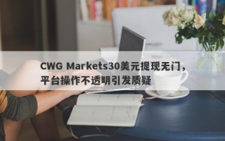 CWG Markets30美元提现无门，平台操作不透明引发质疑