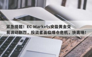 紧急提醒！EC Markets安盈黄金交易波动剧烈，投资者面临爆仓危机，快离场！