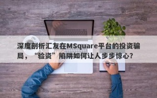 深度剖析汇友在MSquare平台的投资骗局，“验资”陷阱如何让人步步惊心？