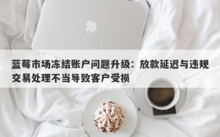 蓝莓市场冻结账户问题升级：放款延迟与违规交易处理不当导致客户受损